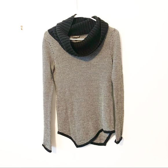 Express Sweaters - Express striped black cowl neck long sweater sz XS
